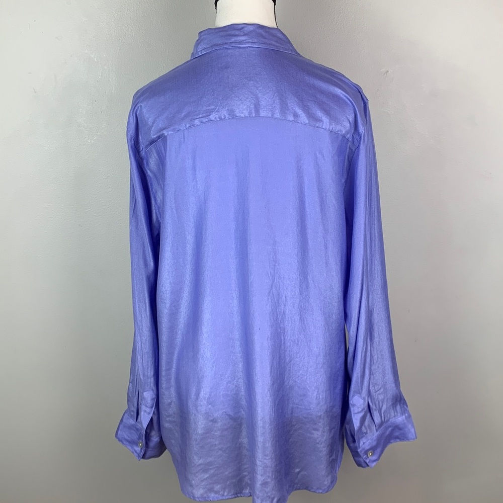 Chico’s Lavender Sandwash Satin Casual Button Down Shirt - Picture 8 of 10